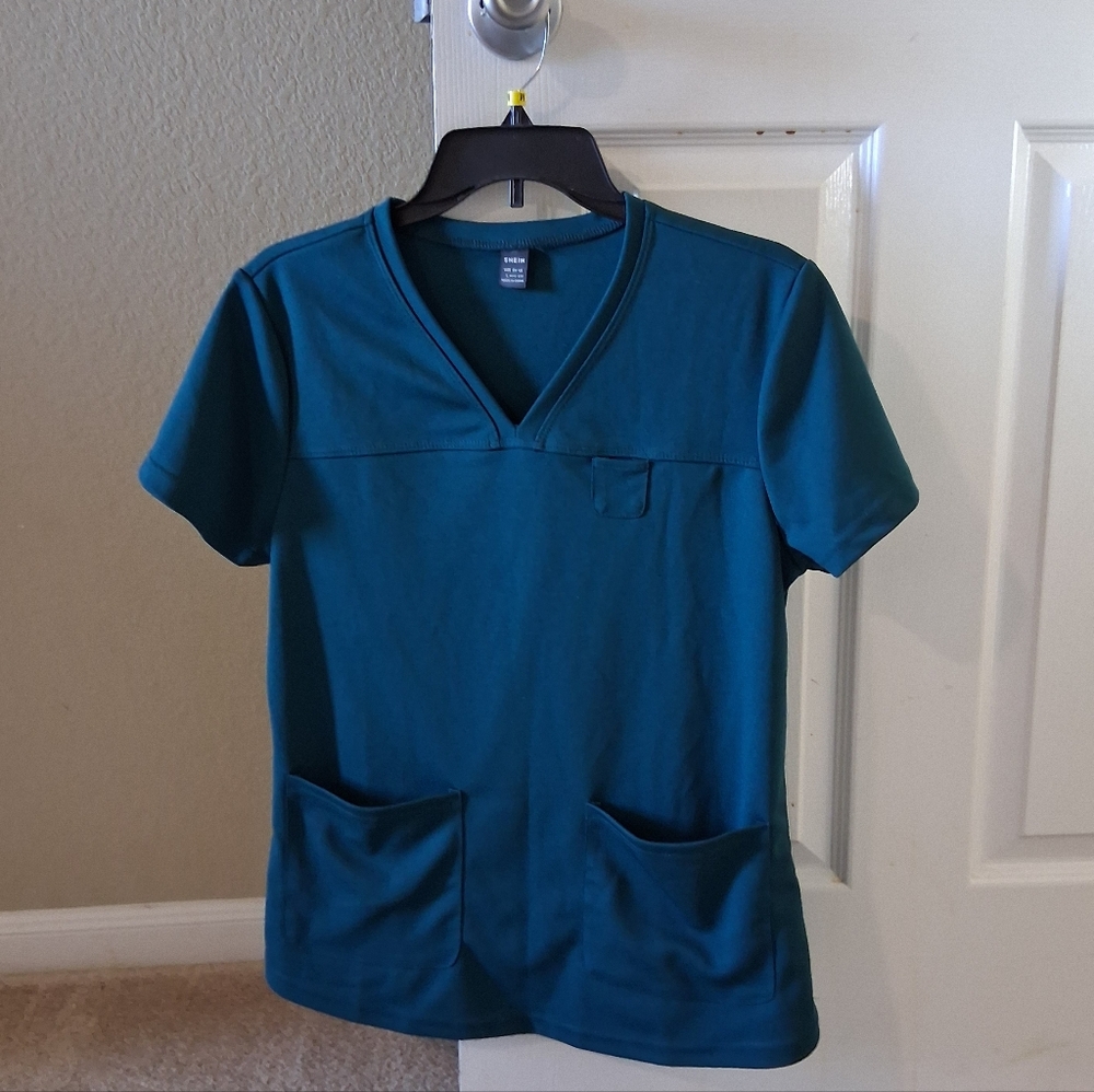 Teal V-Neck Scrub Top